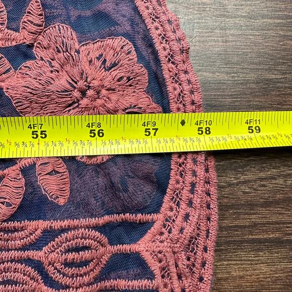 Magnolia Maxi Dress S Lace Embroidered Empire Waist Spaghetti Strap V Neck Navy - Picture 13 of 13